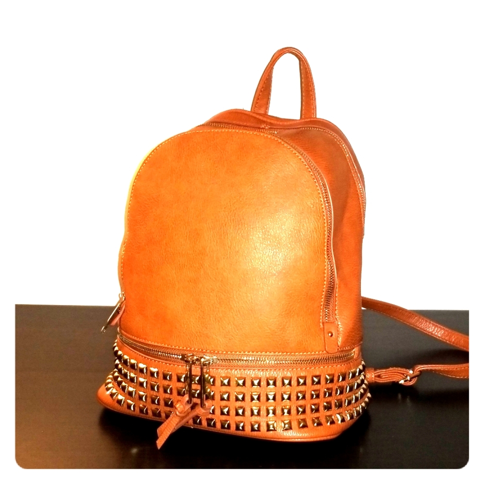 Tan Vegan Leather Backpack